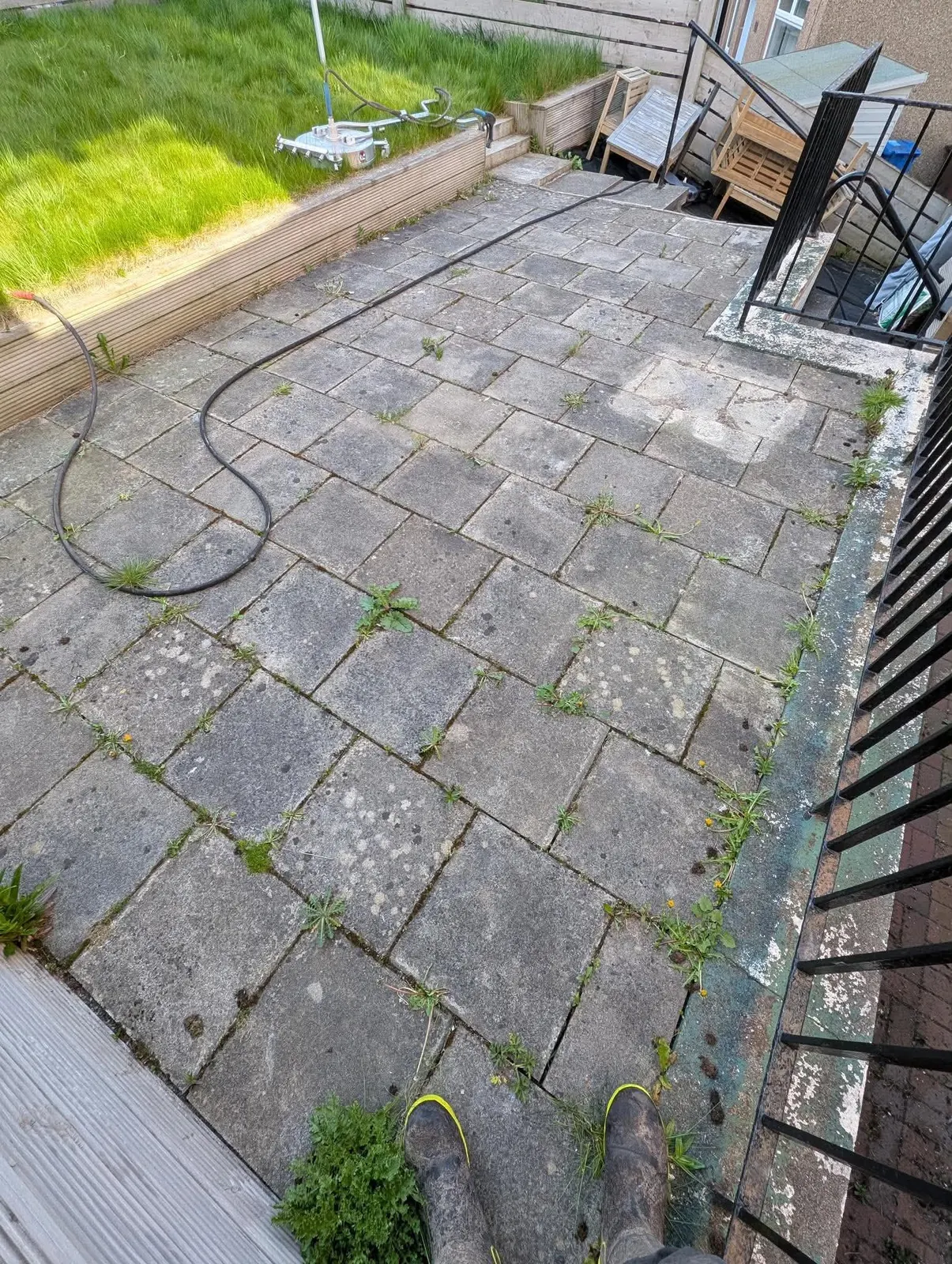 Patio before cleaning