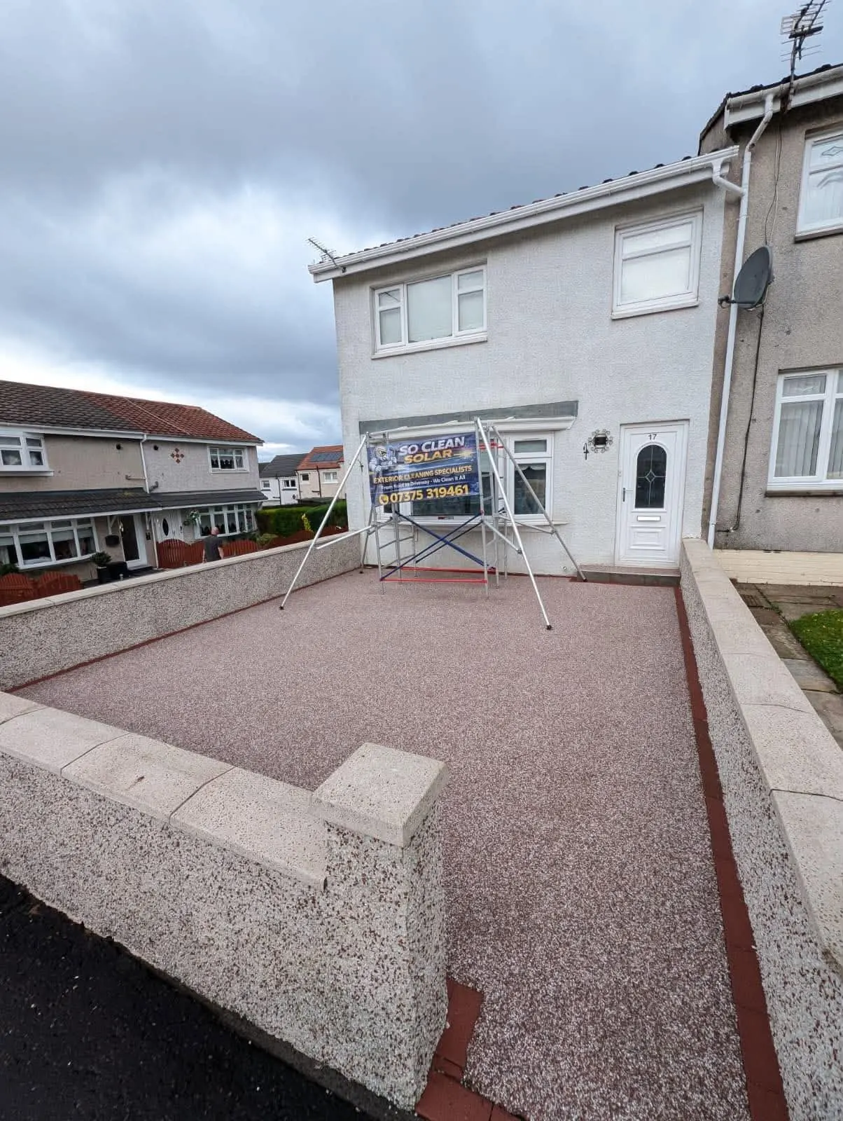 Resin surface and exterior walls after cleaning